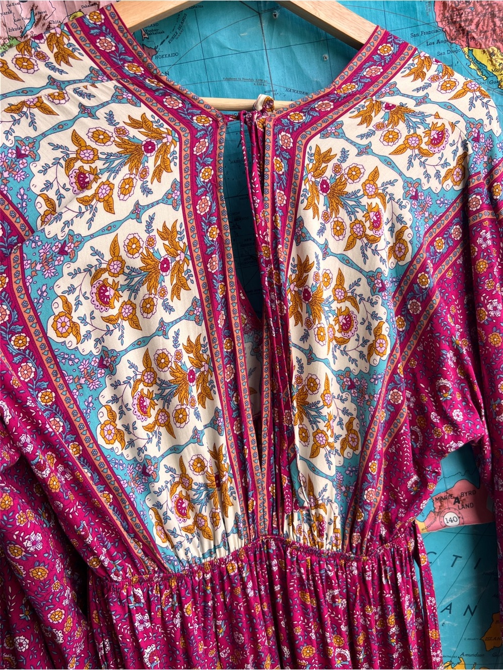 Pink Lily Magenta Boho Floral Maxi Dress - Picture 6 of 7
